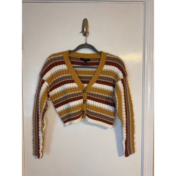 Forever 21 Retro Striped Cropped Cardigan, Size M , Pre-owned / No Flaws - Picture 3 of 7